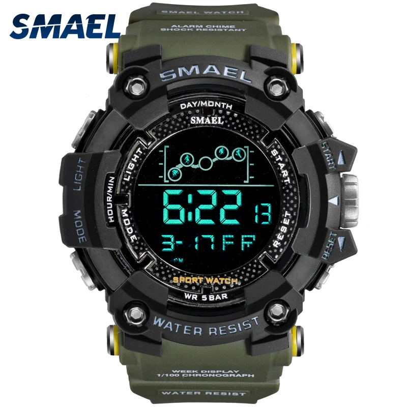 

Mens Watch Military Water resistant SMAEL Sport watch Army led Digital wrist Stopwatches for male 1802 relogio masculino Watches