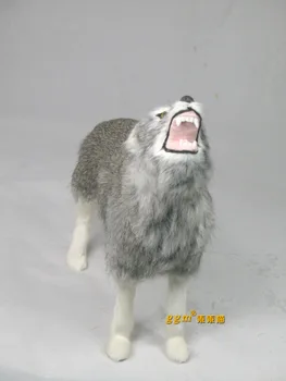 

30x24cm look up sky wolf toy simulation animal model toy ,polyethylene&furs Resin handicraft,decoration gift, d296