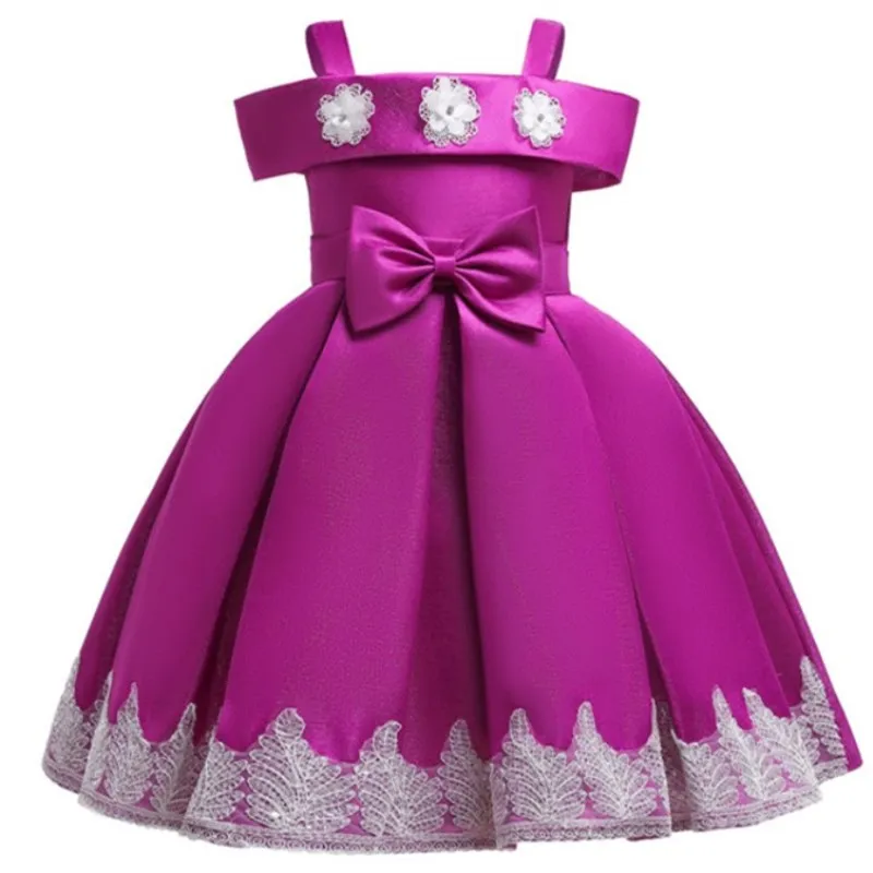

Summer Girl Dress Princess Wedding Dress Girl Lace Applique Birthday Dresses Kids Christmas Party Dresses