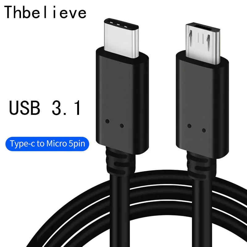 

Thbelieve USB Type C To Micro USB Adapter For Samsung Android 1M Micro USB To Type C 3.1 Cable For Macbook USBC Fast Charge Data