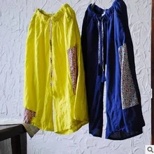 Код выпуска весной, дизайн свободные больших размеров из хлопка льна MS брюки Гарун для отдыха