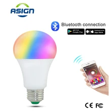 Цветная(RGB умная светодиодная с bluetooth свет E27 15 W, лампы с регулируемой яркостью с голосом и мелодией Управление освещение лампы несколько Цвета светодиодный лампы для домашнего освещения