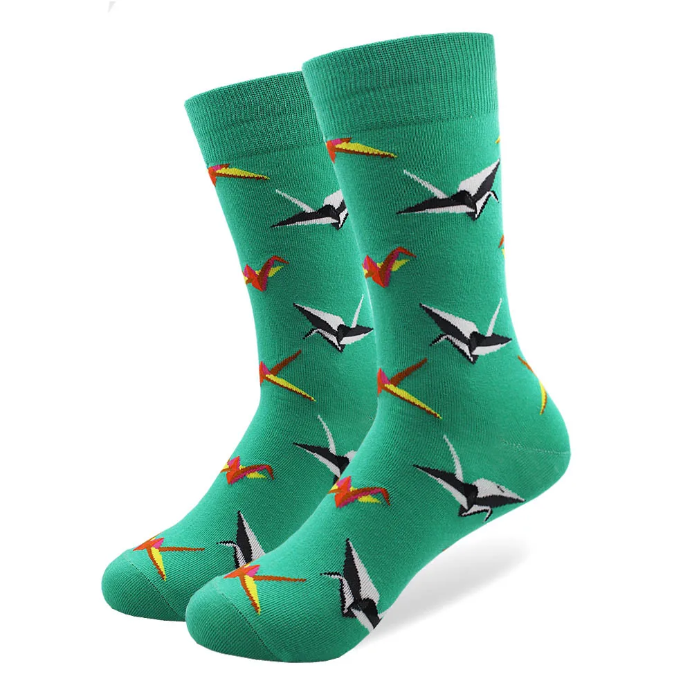 10 Pairs/lot Colorful Men's Combed Cotton Dress Wedding Socks Casual Mid-calf Funny Cool Skateboard Socks Christmas Gifts