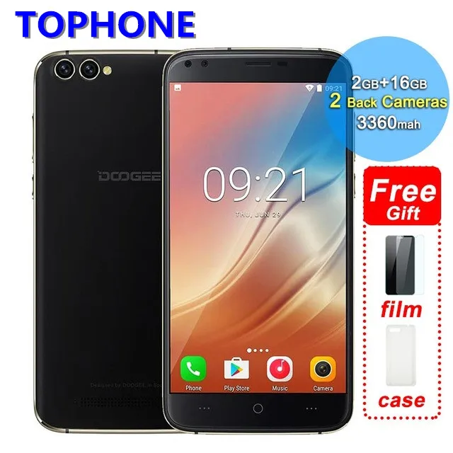 DOOGEE X30 Mobile phone 4 Camera 2x8.0MP+2x5.0MP Android 7.0 3360mAh 5.5'' HD MTK6580A Quad Core 2GB RAM 16GB ROM GPS Smartphone |
