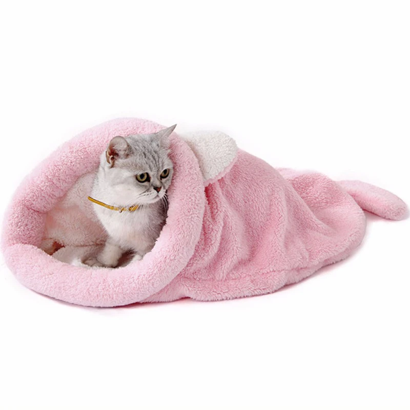 Спальный мешок для кошек согревающий с кошечкой теплый флисовый домик домашних
