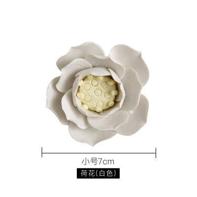 Лотос Магнолия керамические цветочные декоративные тарелки настенные украшения фарфоровый кулон аксессуары для украшения дома - Цвет: Lotus white S