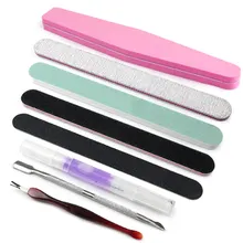 Дизайн ногтей шлифовальный напильник набор Толкатель для кутикулы масло вилочка для маникюра буфера мертвой кожи пилка для полирования ногтей набор