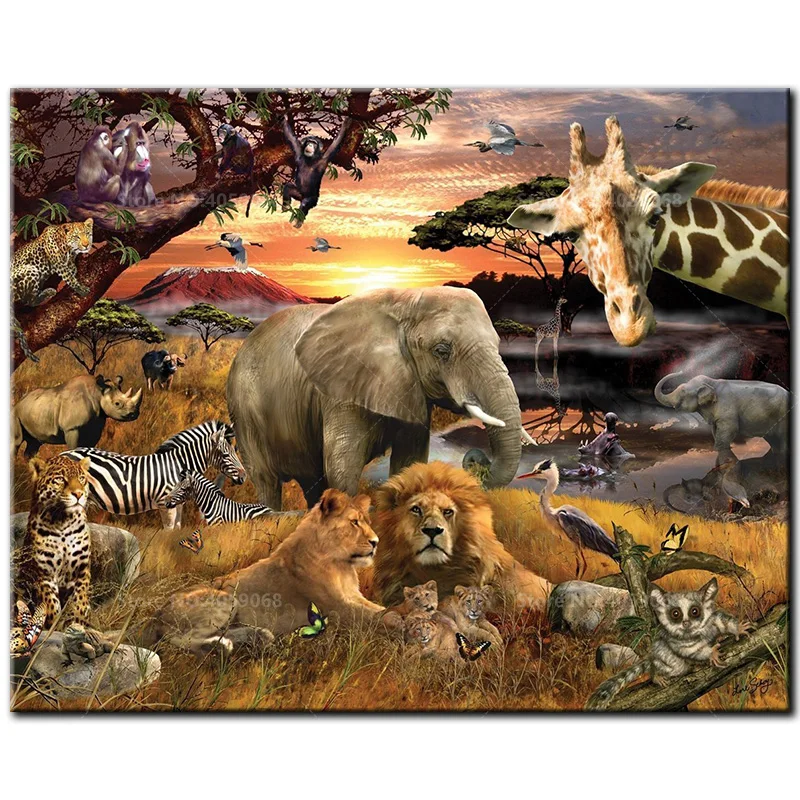 

5D DIY diamond painting full square diamond embroidery Cross stitch Africa Wild animals Picture of Rhinestones mosaic Decoration