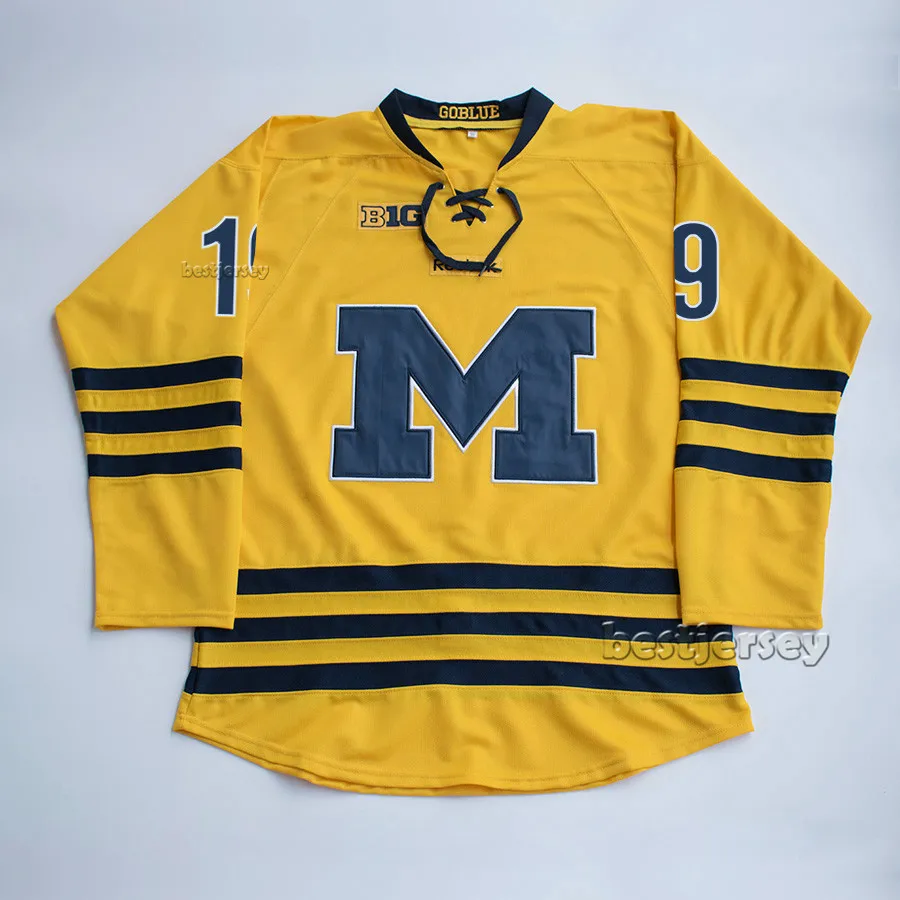 

Kowell University of Michigan #19 Dylan Larkin Stitched Hockey Jersey