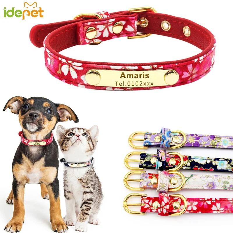 

Personalized Dog Collar Nylon Pet Dog Tag Collar Custom Puppy Cat Nameplate ID Collars Adjustable For Medium Large Dogs Engraved