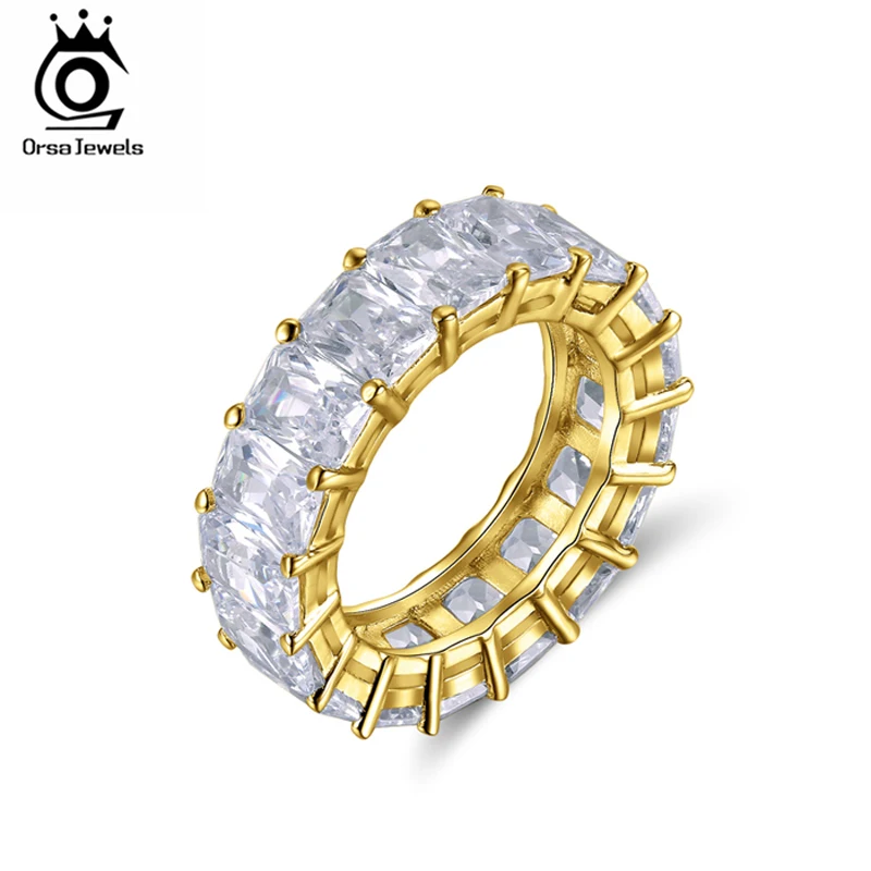 ORSA JEWELS Women Ring Engagement & Wedding Band Luxury AAA Dazzling CZ Eternity Rings Fashion Trendy Female Jewelry AOR146