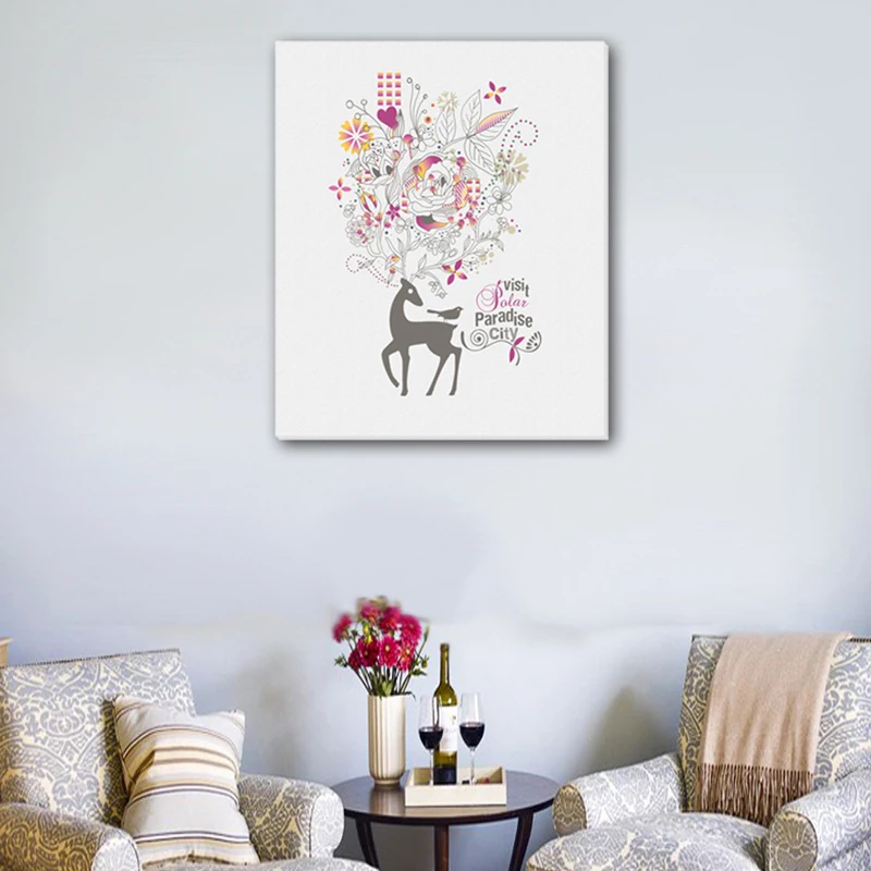 Frameless Flower And Deer Diy Picture Canvas Painting Oil Frameless Flower And Deer Diy Picture Canvas Painting Oil Print Naturally Home Decor Art Wall For Living Room Gift In Calligraphy From
