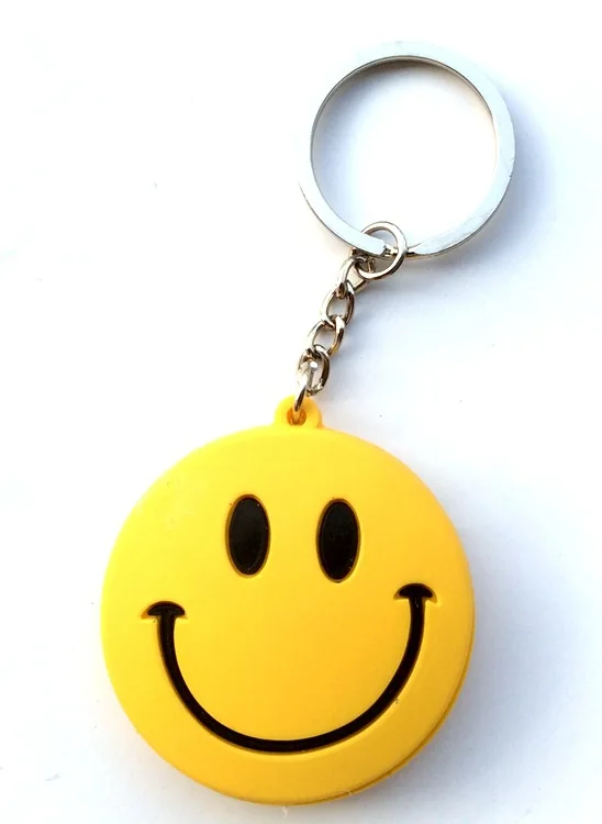 

France yellow smile smiley world face pvc plastic keychains keychain for men