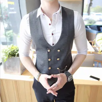

Mens Double Breasted waistcoat Men Dress Suit Vest Men Formal Black Grey Navy Suit Gilet Vest Colete Bespoke Men suit vest
