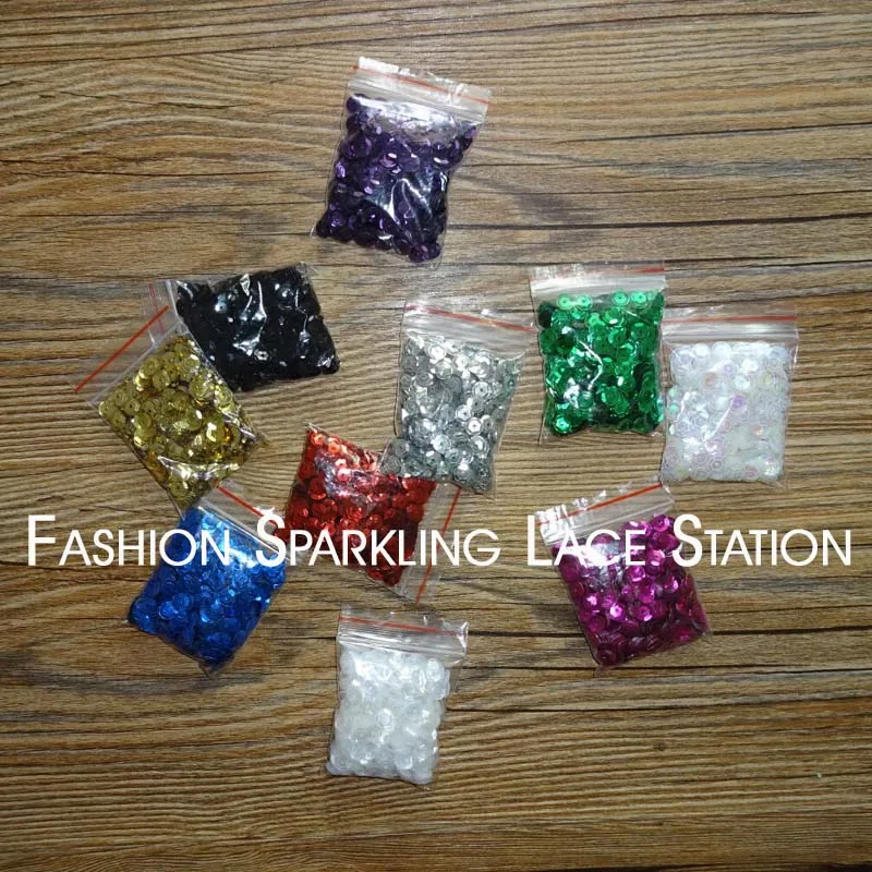 

6mm round wedding dress evening dress white AB red rose blue green purple black gold silver mixed loose sequins sewing