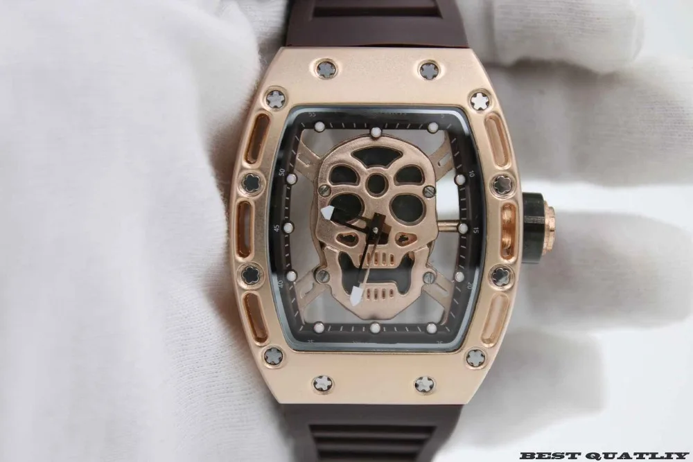 2015 Rectangle Skeleton Watches Luxury Top Brand Mens Quartz Watch