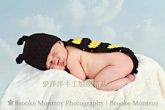 

Free shipping 100% Cotton NEW Crochet Baby Hats Bee Hat for Baby Handmade Baby Animal Model Hat,Bee hat