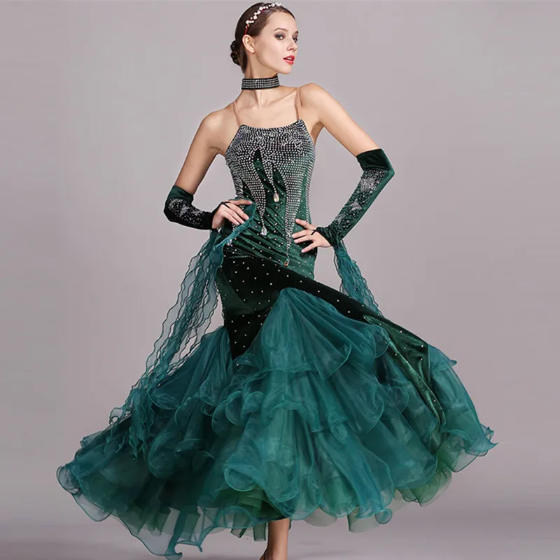 Buy 5 colors blue rhinestones ballroom dancing dress