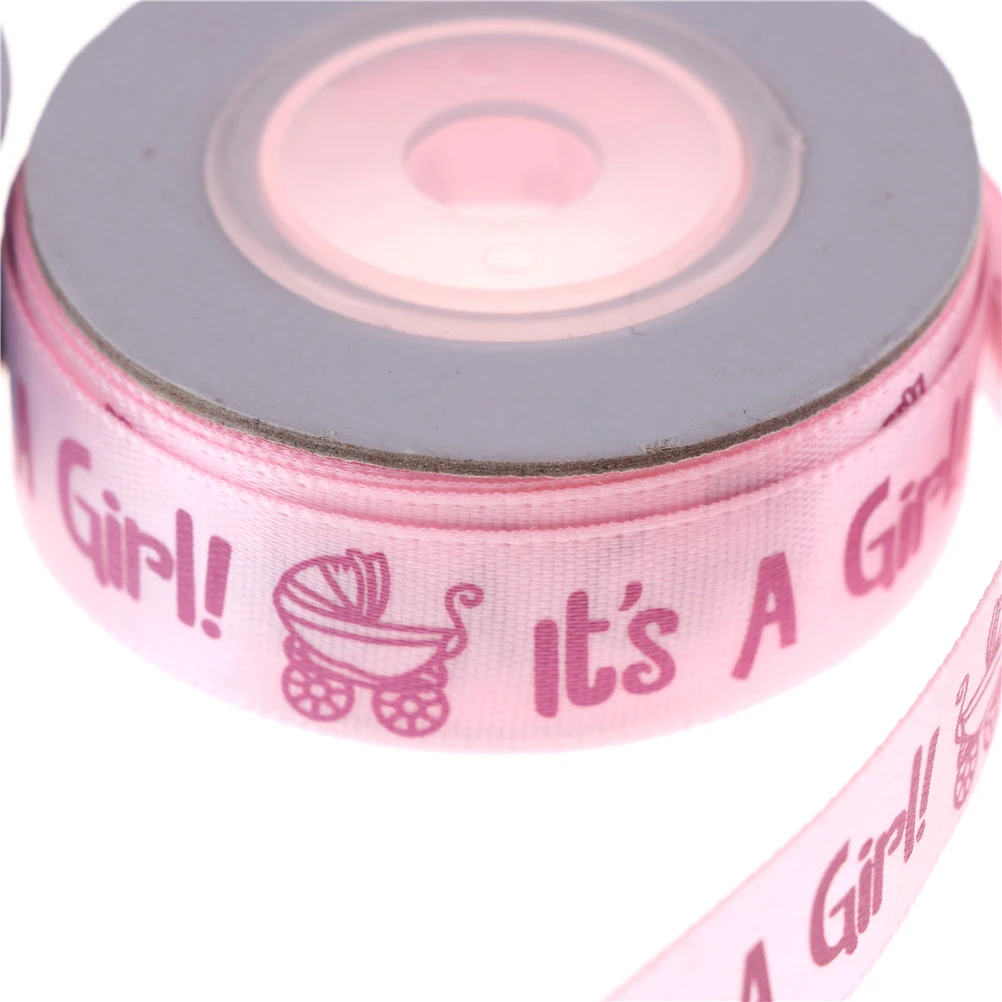 10Yard It is a Boy Girl Printed Ribbon Baby Shower Christening Satin Gift Packing DIY Crafts Christmas Ribbons|Ленты| |