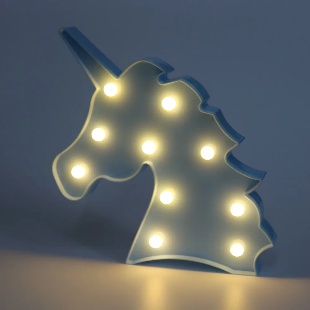 Luminaria Unicornion оригинальная Ночная подсветка 3D лампа Лебедь вечерние лампы шатер письмо знак Рождество светящиеся огни подарок для маленьких детей Декор - Испускаемый цвет: Unicorn Head Blue