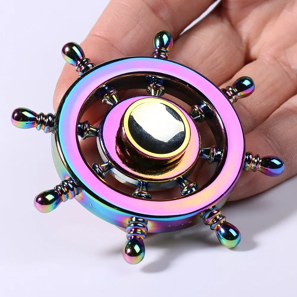 

New Hand Spinner Rudder Shaped EDC Finger Gyro Fidget Spinner Funny Anti Stress Rainbow Fidget Spinner