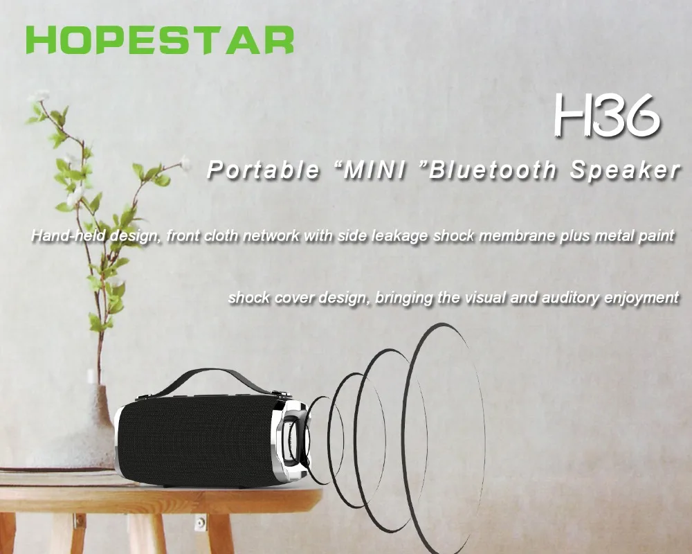 HOPESTAR H36 Mini Bluetooth Динамик открытый Портативный Водонепроницаемый Беспроводной маленький громкий Динамик HIFI Бас Звук 3D музыке стерео TF