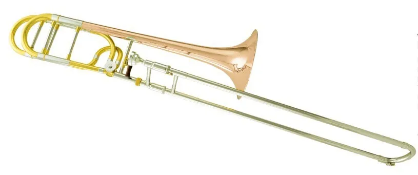 Музыкальные инструменты Tenor Trombone Bb плоский с F креплением золотой Латунный Колокольчик с мундштуком чехол для переноски