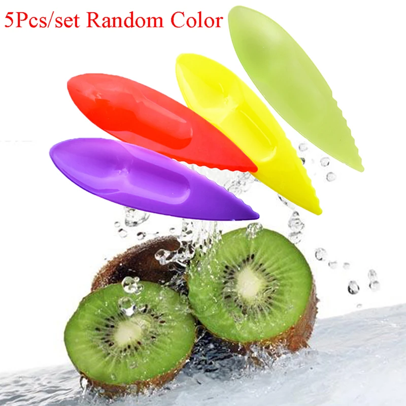 5PCS Plastic Kiwi Spoon Kiwi Dig Scoop Peelers Scoop Cutter Vegetable Fruit Knife Slicer Peeler Cutter Kitchen Tools Candy Color