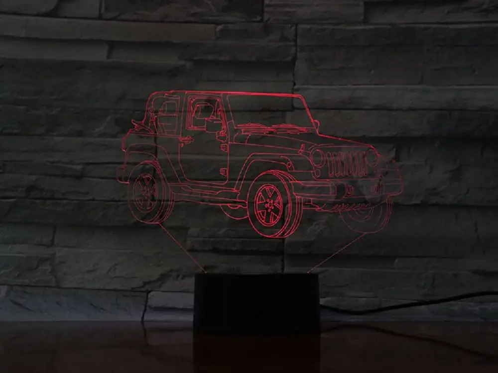 Детский 3D ночной Светильник Jeep автомобильная настольная лампа креативный