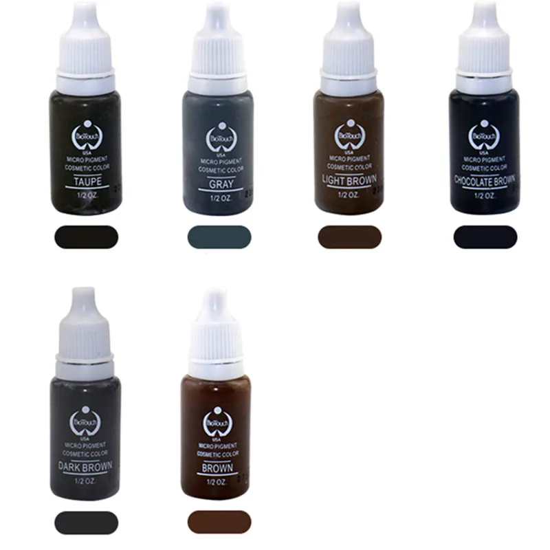 

6 Bottles/Set Eyebrow Permanent Makeup Micro Pigment Colors Cosmetics Tattoo Ink Easy coloring no fade 15G/Bottle