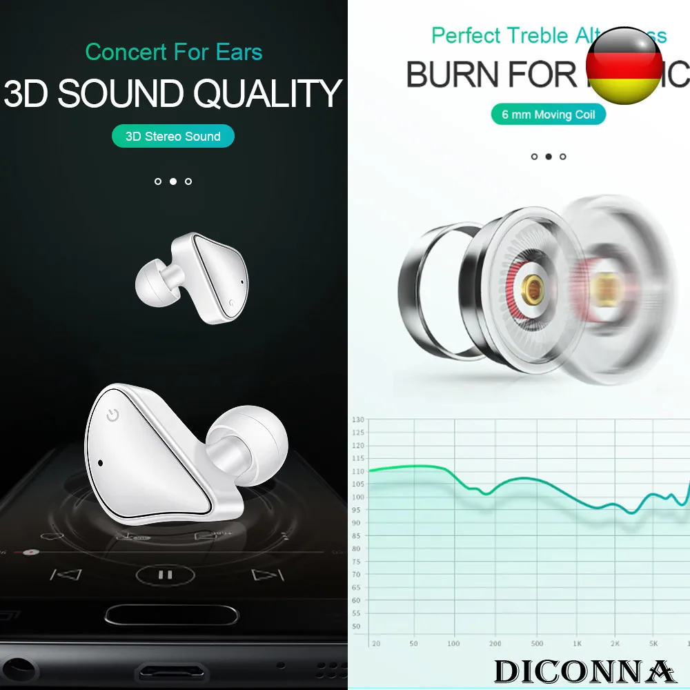 Bluetooth5 0 Headset TWS Twins Ture Wireless HiFi Sport Bass Stereo Headphone Dual In Ear Earphones Mini Gaming Earbud Handsfree