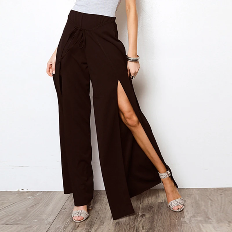 2019 5XL Plus Size Split Casual Loose Wide Leg Pants Women Plsu Size