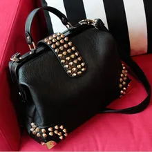New 2016 women casual leather handbags famous brands female rivet shoulder bag crossbody women messenger bags shopping tote bag