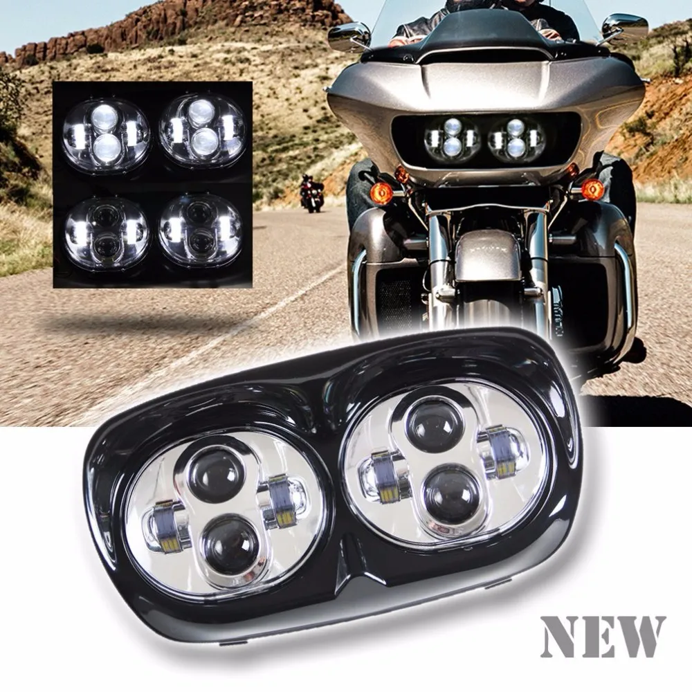 

Motorcycle Projector Moto Dual LED Headlight for 2004~2013 for Harley-Davidson Road Glide (Chrome/Black)