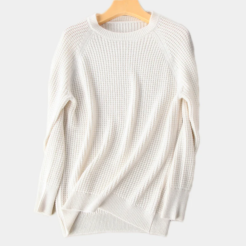 Кашемировые смеси вязаный крючком вязать добавить толстые Женская мода свитер пуловер свободные томный низкая Oneck S-2XL 8 видов цветов