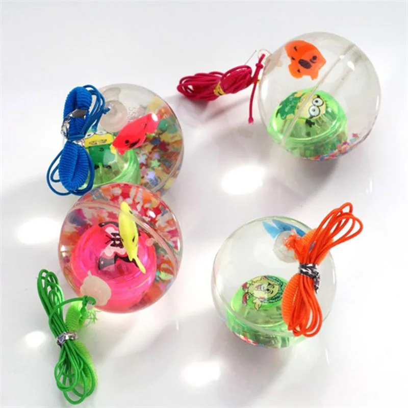 Детские светящиеся игрушки мигающий светильник высоко прыгающие шарики с веревкой прозрачная рыба внутри светодиодный светильник