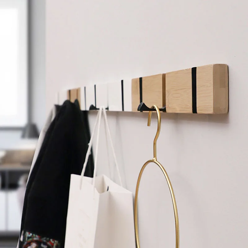 

Vintage Hidden Wooden Hooks Wall Hanging Hanger Holder Clothes Storage Home Decor Accessories Door Hooks Coat Rack 3/4 Hooks