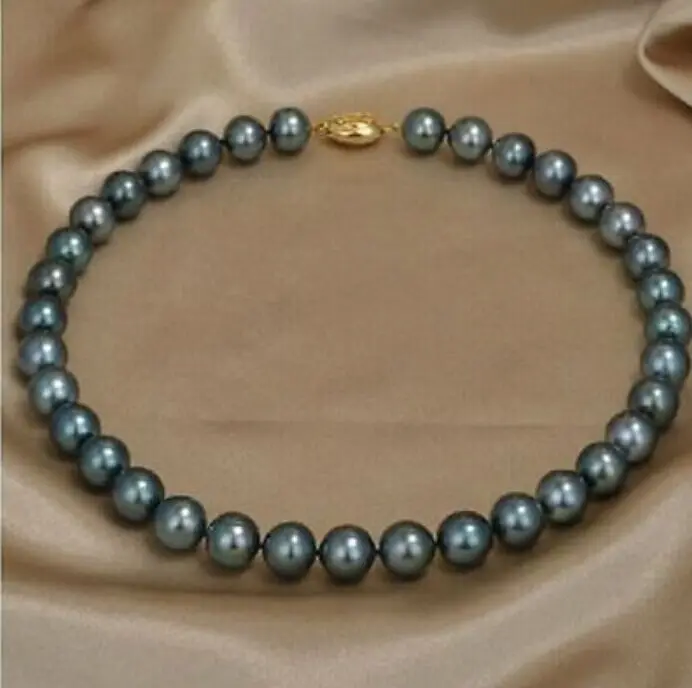 

Hot selling free shipping********promotion 11-12mm natural tahitian peacock black green pearl necklace 17inch