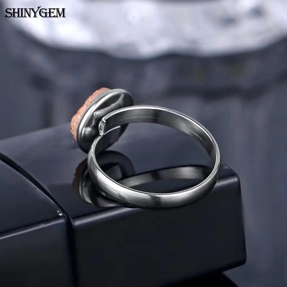 Сверкающие кольца из настоящего камня ShinyGem регулируемые открытые нержавеющей