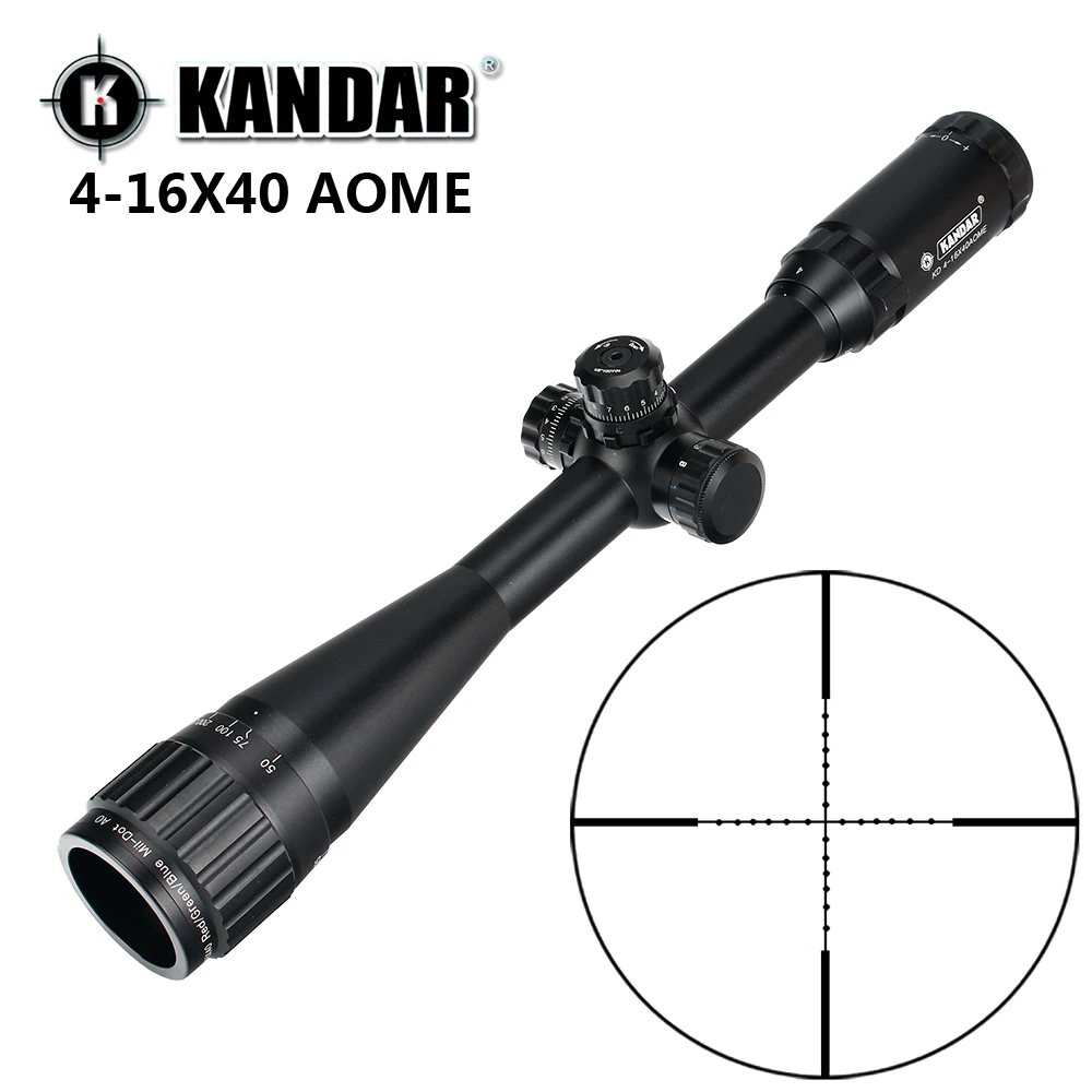 

KANDAR 4-16x40 AOE Mil-dot Reticle RifleScope Locking Resetting Full Size Hunting Rifle Scope Tactical Optical Sight