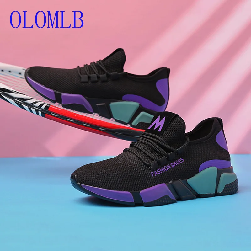 

OLOMLB 2019 Spring Women Fashion Mesh Lace-up Sneakers Vulcanized Shoes Ladies Casual Shoes Breathable Walking Mesh Flats