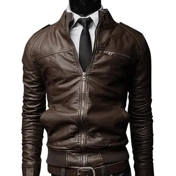 

ZACOO Men PU Leather Motorcycle Jackets Fashionable Autumn Winter Outwear Coat Top san0