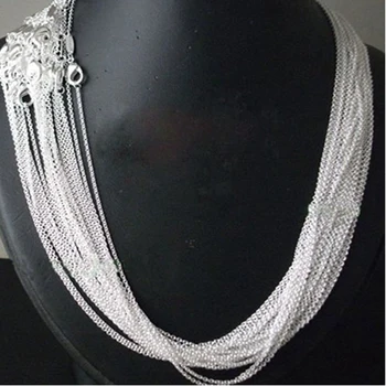 

wholesale 50pcs/lot 925 stamped Silver color 1mm Link Rolo Chain 16",18" ,20",22",24 inch,fashion silver chain 925 women Jewelry