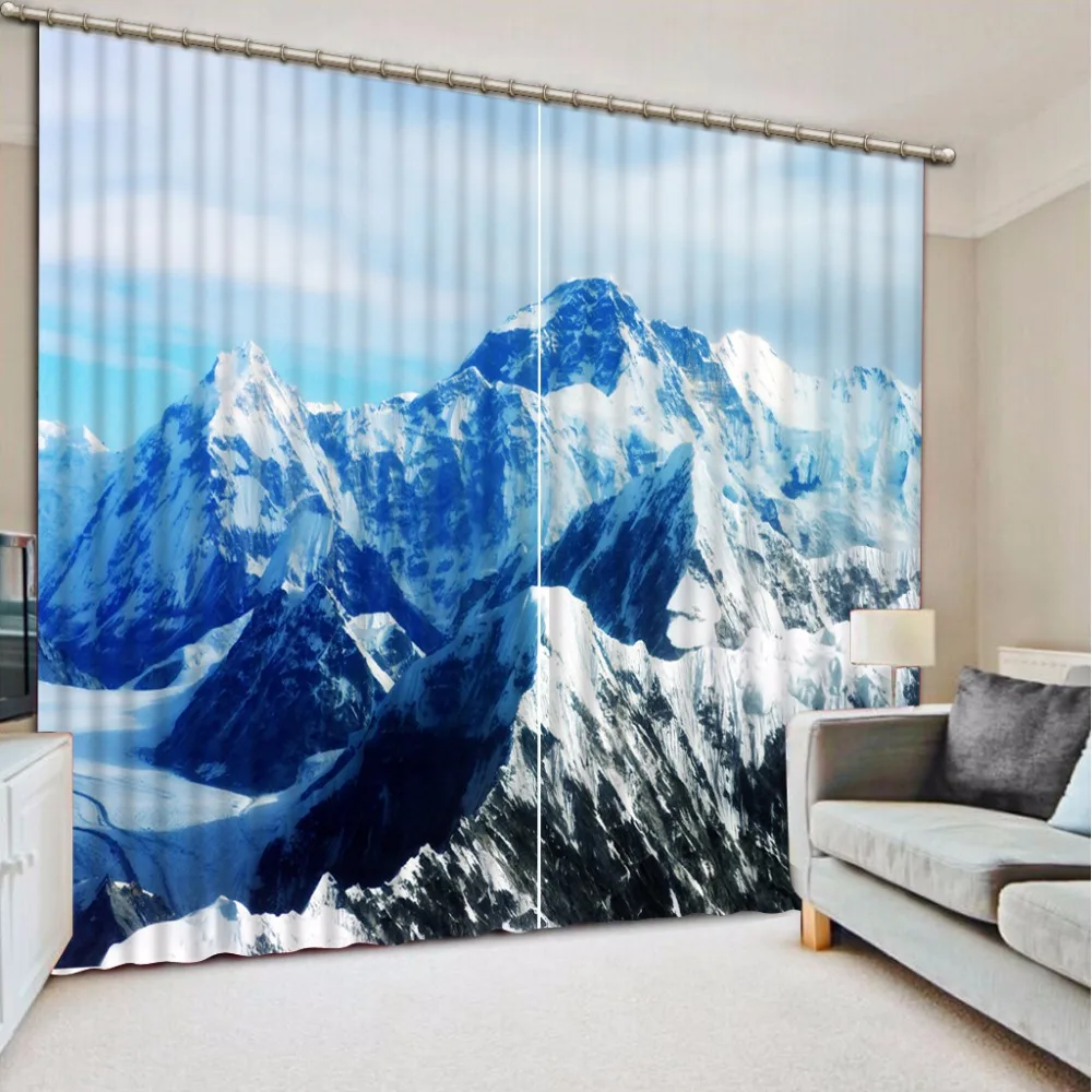 

Modern 3D Curtains For The Living Room Bedroom mountain snow landscape Window Curtain Photo Printing Sheer Curtains