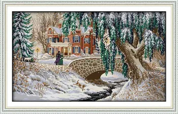 

Snow-Covered Landscape Wintergarden Needlework,Cross stitch,Embroidery kits, Printed Patterns Cross-Stitching,DIY Handmade