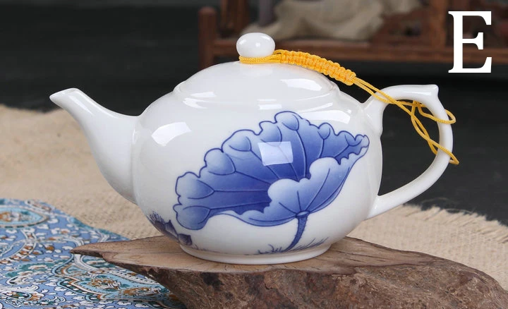 Керамический дорожный офисный чайный набор, чайный горшок, голубой и белый фарфоровый чайник 220 мл