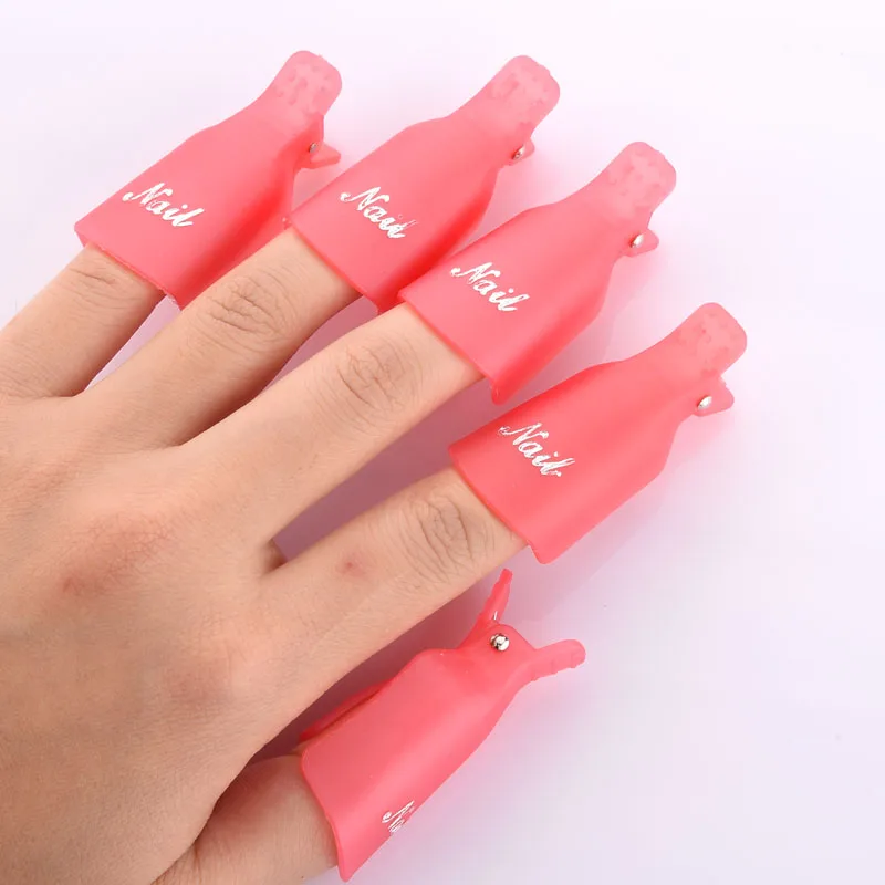 Fulljion 10 шт = 2 набора красочные пластиковые Nail Art Soak Off cap Клип УФ инструмент для снятия гель-лака с ногтей обертывание для ногтей косметические инструменты