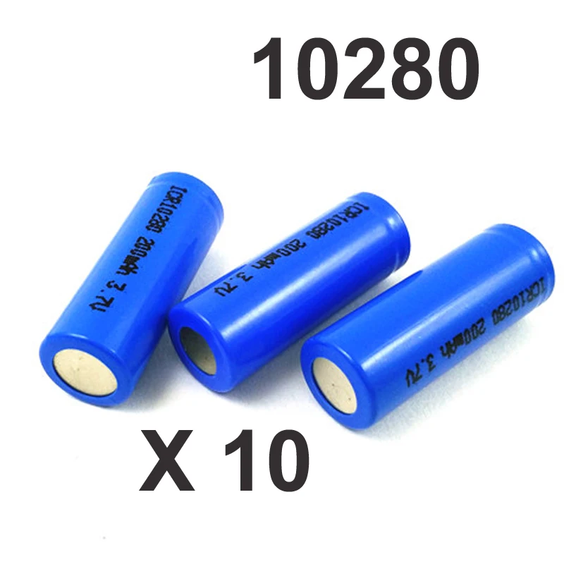 10pcs 3.7v ICR 10280 rechargeable lithium ion battery cell 200MAH for LED flashlight torch and speaker