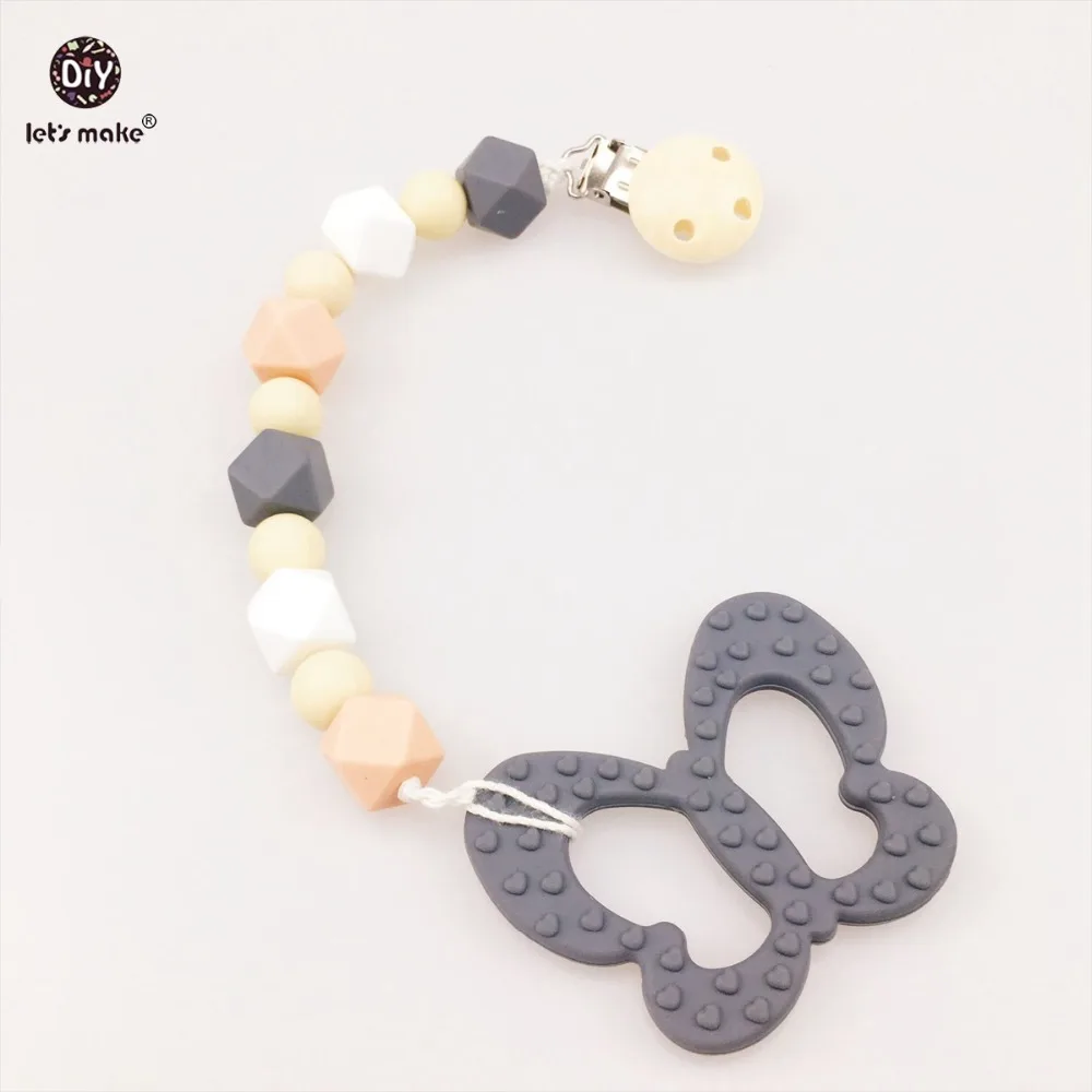 

Let's Make Baby Nursing Pendants Chew Beads Silicone Butterfly Round Pacifier Clip Car Seat Toy DIY Teething Dummy Clip Chains