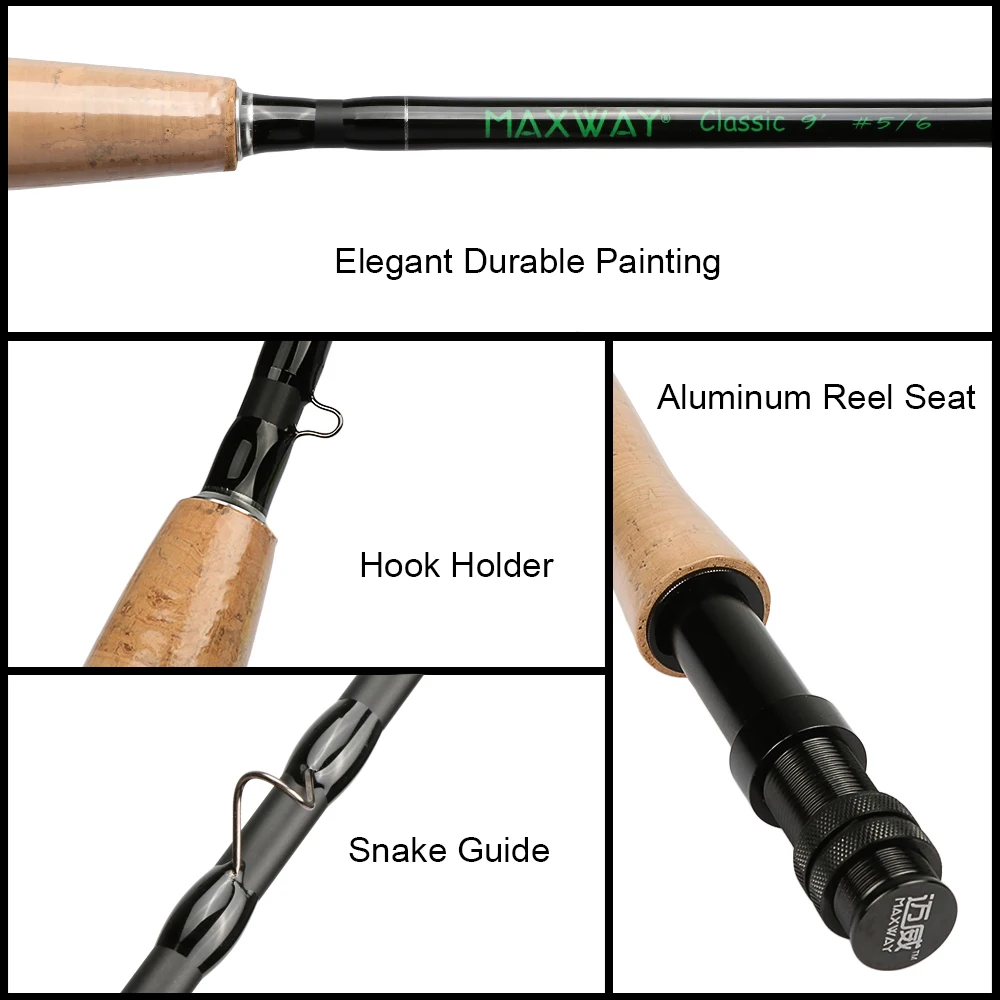 Maxway 3/4 5/6 7/8 يطير الصيد كيت الكربون يطير الصيد قضيب و بكرة كومبو مع الذباب يطير الصيد خط مجموعة